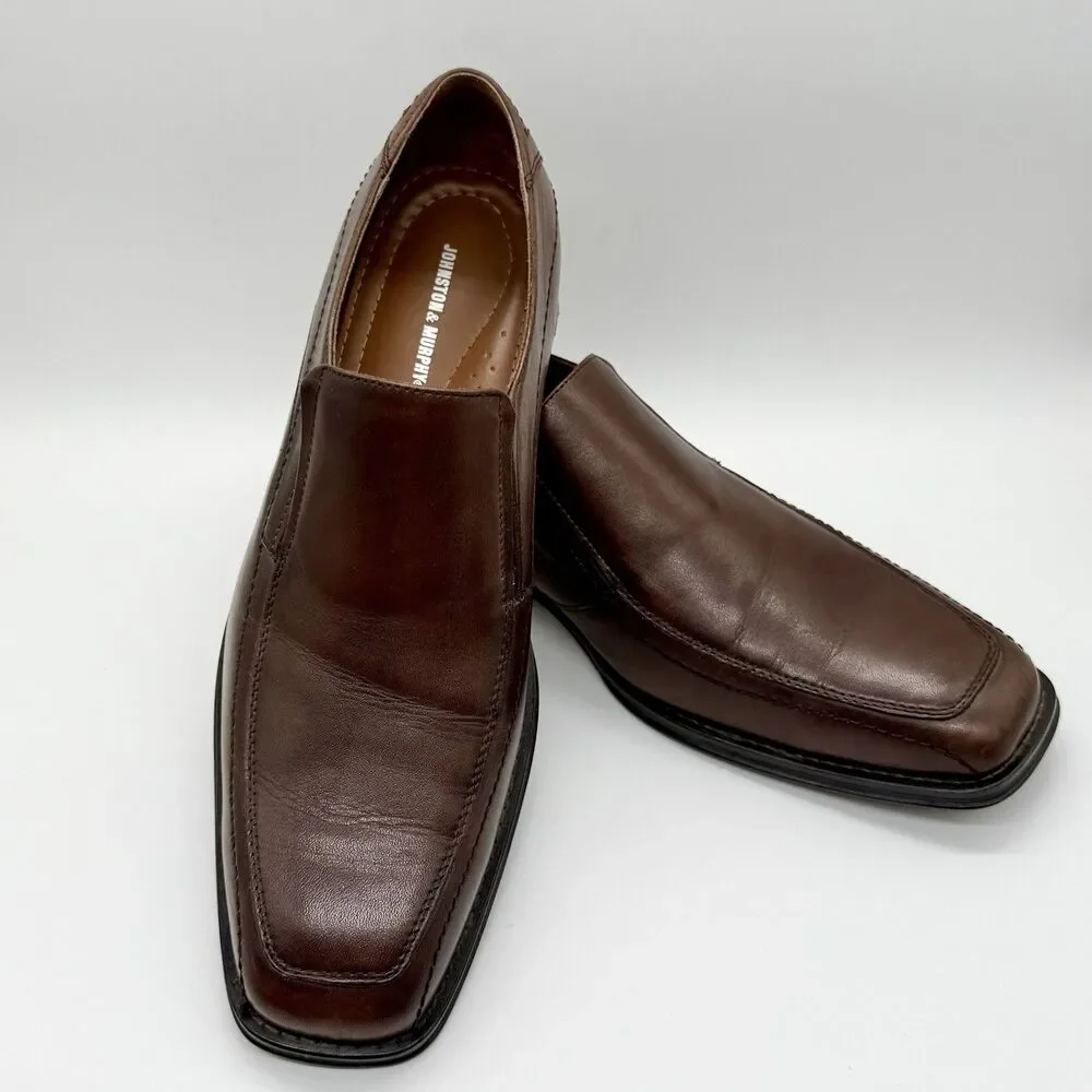 JOHNSTON & MURPHY Dress Shoes Men’s Sz 13M Brown Leather Slip-On Loafer 20-6240